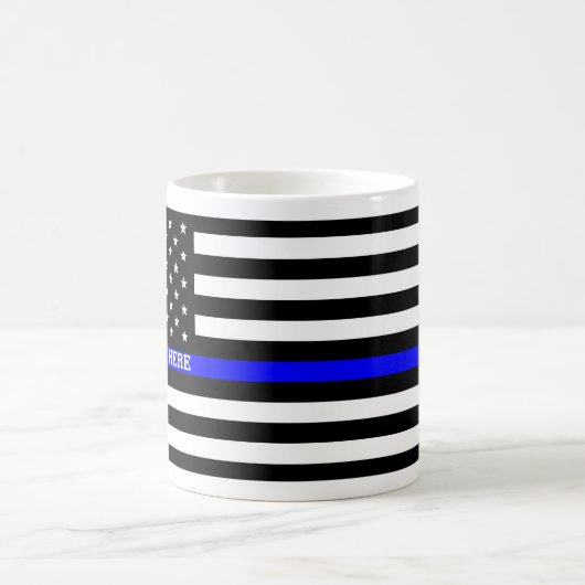 Thin Blue Line - American Flag Specialized Custom Magische Mok (Center)