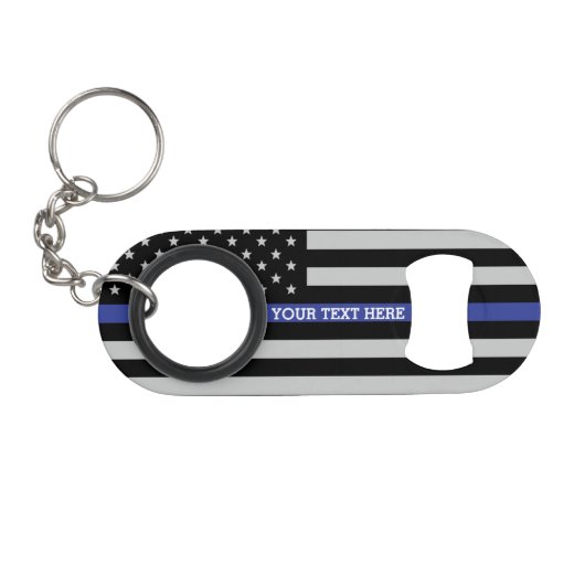 Thin Blue Line - American Flag Specialized Custom Mini Flessenopener (Voorkant (Horizontaal))