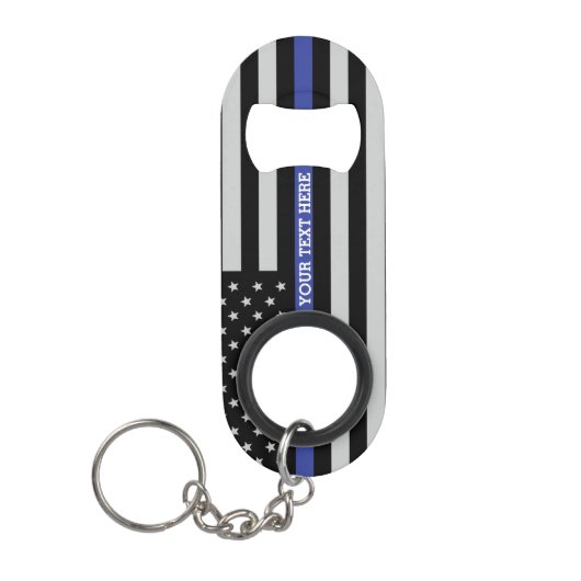 Thin Blue Line - American Flag Specialized Custom Mini Flessenopener (Voorkant)