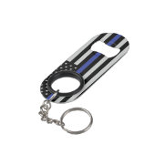 Thin Blue Line - American Flag Specialized Custom Mini Flessenopener (Achterkant Gekanteld)