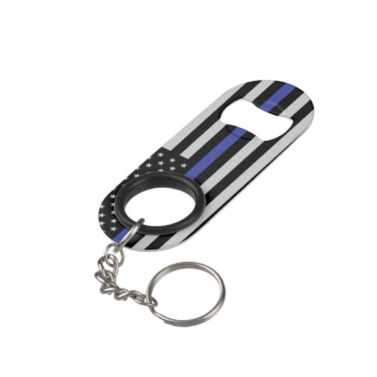 Thin Blue Line - American Flag Specialized Custom Mini Flessenopener (Achterkant Gekanteld)