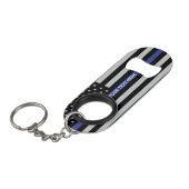 Thin Blue Line - American Flag Specialized Custom Mini Flessenopener (Voorkant Gekanteld)