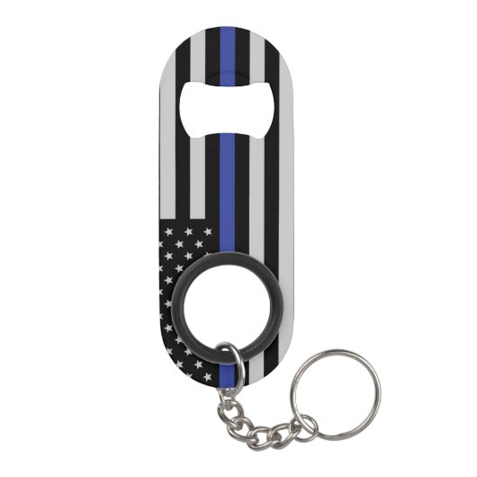 Thin Blue Line - American Flag Specialized Custom Mini Flessenopener (Achterkant)