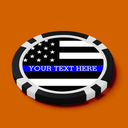 Thin Blue Line - American Flag Specialized Custom Poker Chips