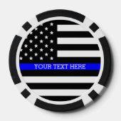 Thin Blue Line - American Flag Specialized Custom Poker Chips (Achterkant)