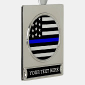 Thin Blue Line - American Flag Specialized Custom Verzilverd Banner Ornament (Rechts)