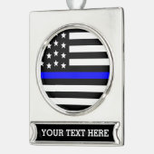 Thin Blue Line - American Flag Specialized Custom Verzilverd Banner Ornament (Links)