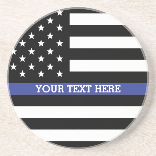 Thin Blue Line - American Flag Specialized Custom Zandsteen Onderzetter (Voorkant)