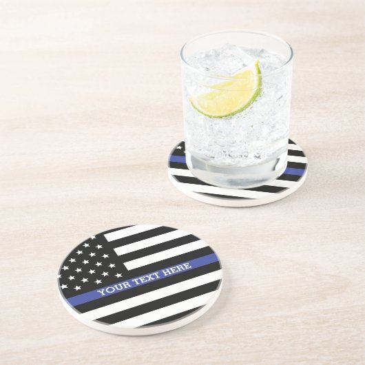 Thin Blue Line - American Flag Specialized Custom Zandsteen Onderzetter (Zijkant)