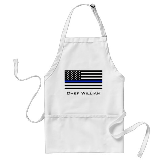 Thin Blue Line American Flag Standaard Schort (Voorkant)