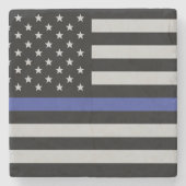 Thin Blue Line - American Flag Stenen Onderzetter (Voorkant)