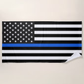 Thin Blue Line American Flag Strandlaken (Voorkant)