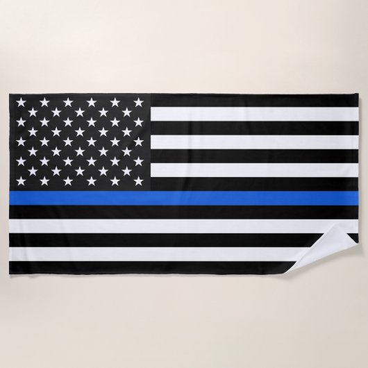 Thin Blue Line American Flag Strandlaken (Voorkant)