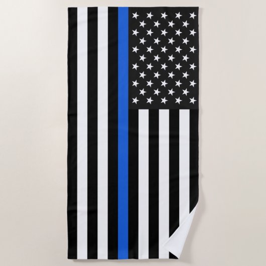 Thin Blue Line American Flag Strandlaken (Voorkant)