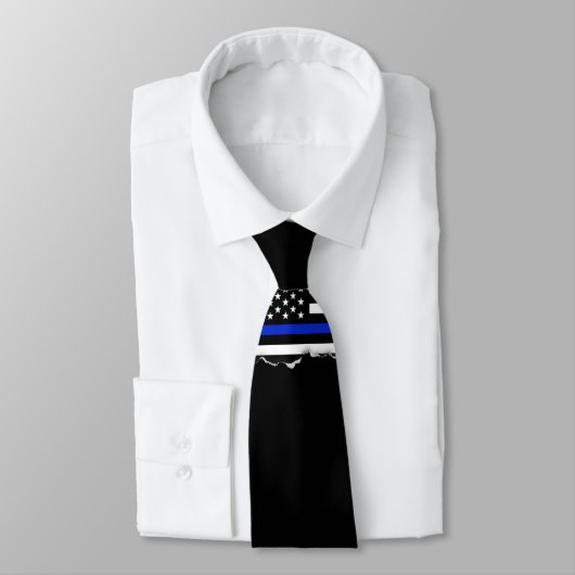 Thin Blue Line American Flag Stropdas (Gebonden)