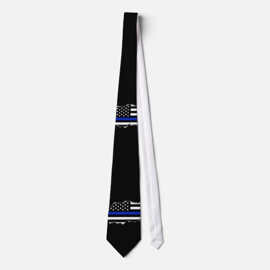 Thin Blue Line American Flag Stropdas (Voorkant)