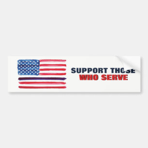Thin Blue Line American Flag Support Police Bumpersticker