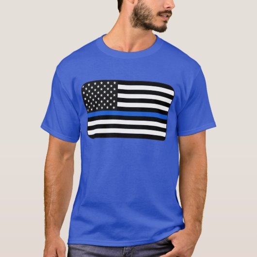 Thin Blue Line American Flag T-shirt (Voorkant)