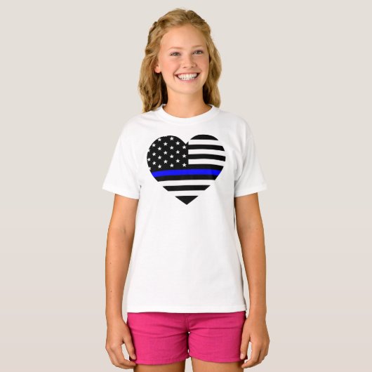 Thin Blue Line - American Flag T-shirt (Voorkant volledig)