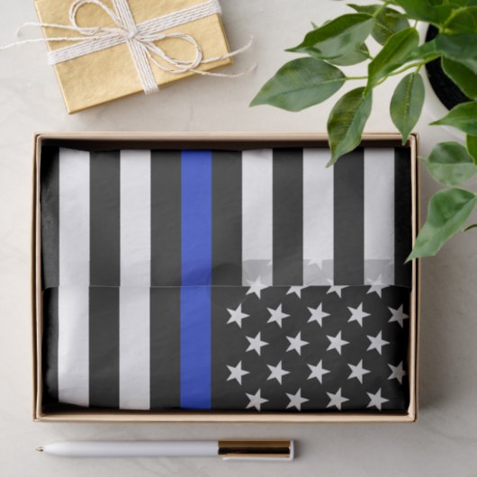 Thin Blue Line American Flag Tissuepapier (Geschenk)