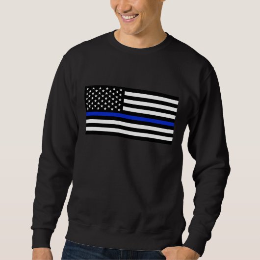 Thin Blue Line American Flag Trui (Voorkant)