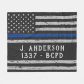 Thin Blue Line - American Flag USA Blue - Police Fleece Deken (Voorkant (Horizontaal))