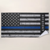 Thin Blue Line - American Flag USA Blue - Police Strandlaken (Voorkant)