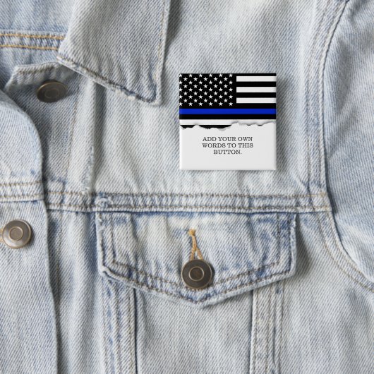 Thin Blue Line American Flag Vierkante Button 5,1 Cm (In situ)
