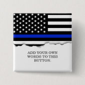 Thin Blue Line American Flag Vierkante Button 5,1 Cm (Voorkant)