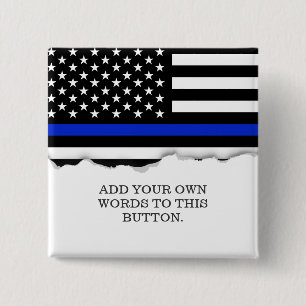 Thin Blue Line American Flag Vierkante Button 5,1 Cm