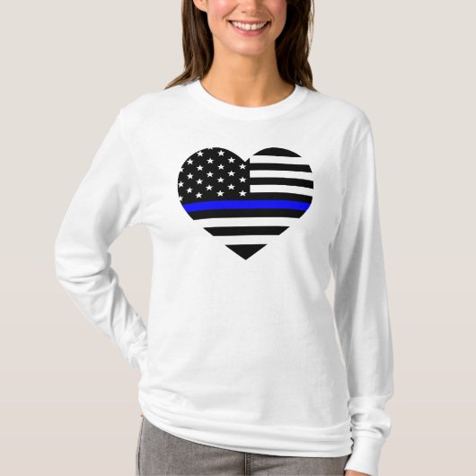 Thin Blue Line American Flag - Women's T-Shirt (Voorkant)