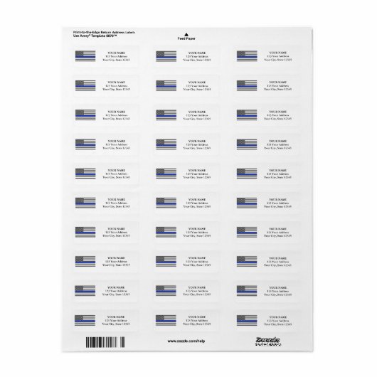 Thin Blue Line American vlag wetshandhaving Etiket (Full Sheet)