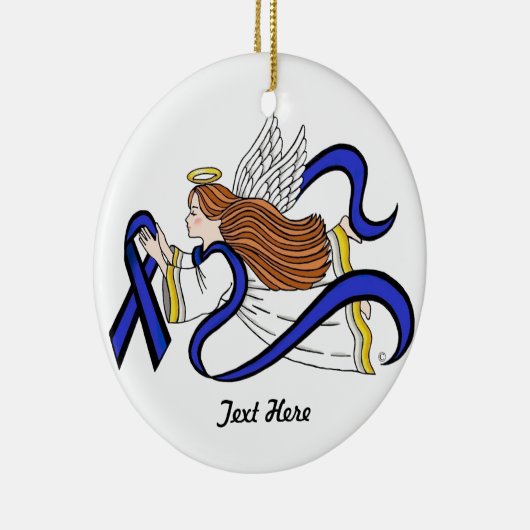 Thin Blue Line Angel Keramisch Ornament (Rechts)