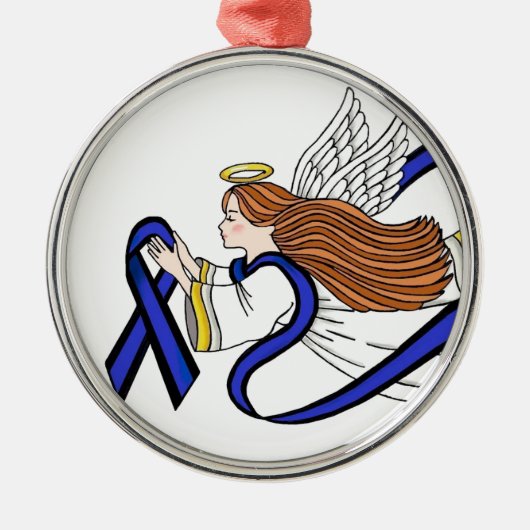 Thin Blue Line Angel Metalen Ornament (Voorkant)