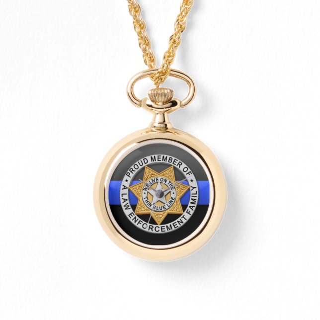 Thin Blue Line Badge Horloge (Voorkant)