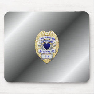 Thin Blue Line Badge Muismat