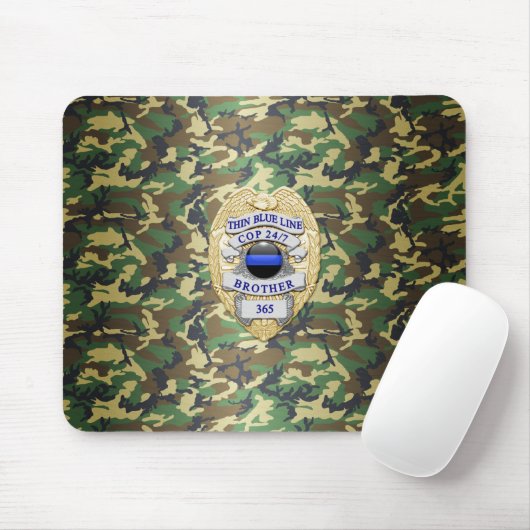 Thin Blue Line Badge Muismat (Met muis)