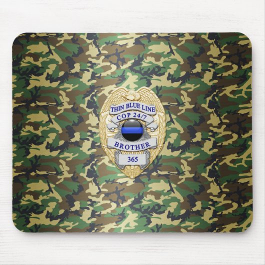 Thin Blue Line Badge Muismat (Voorkant)