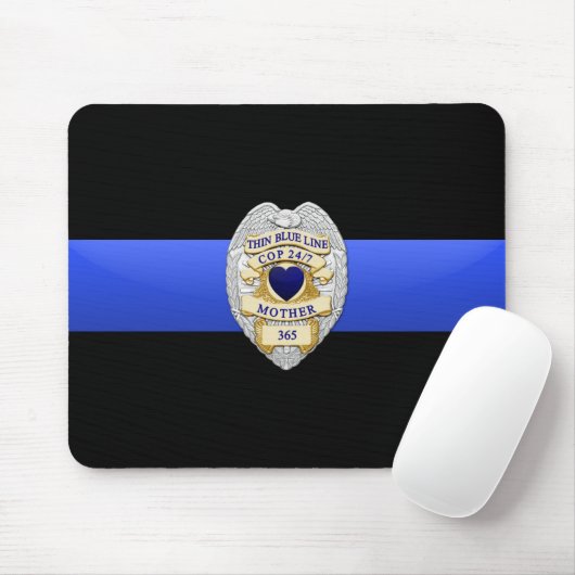 Thin Blue Line - Badge Muismat (Met muis)