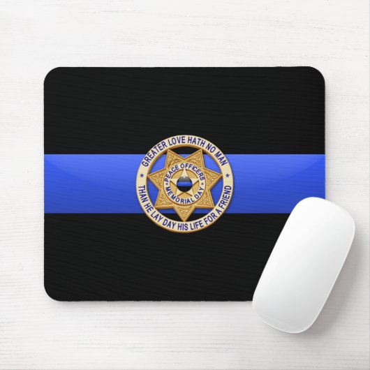 Thin Blue Line - Badge Muismat (Met muis)