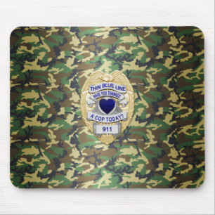 Thin Blue Line Badge Muismat