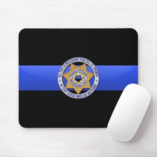 Thin Blue Line - Badge Muismat (Met muis)