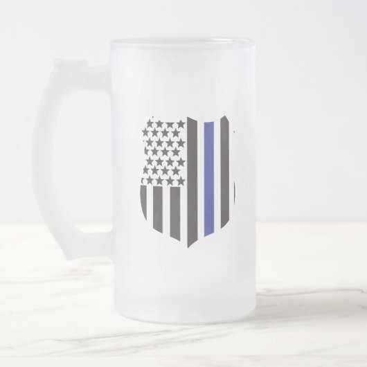 Thin Blue Line Badge, ondersteuning politie Matglas Bierpul (Links)