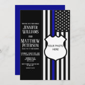 Thin Blue Line Badge Photo Insert Kaart (Voorkant / Achterkant)