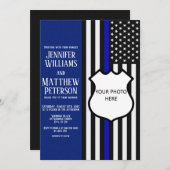 Thin Blue Line Badge Photo Insert Kaart (Voorkant / Achterkant)