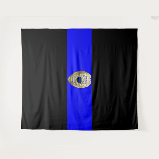 Thin Blue Line Badge Tapestry Wandkleed (Voorkant (horizontaal))