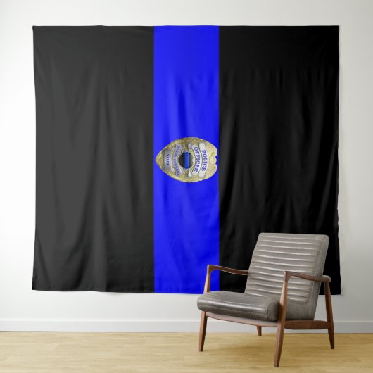Thin Blue Line Badge Tapestry Wandkleed (In Situ (horizontaal))