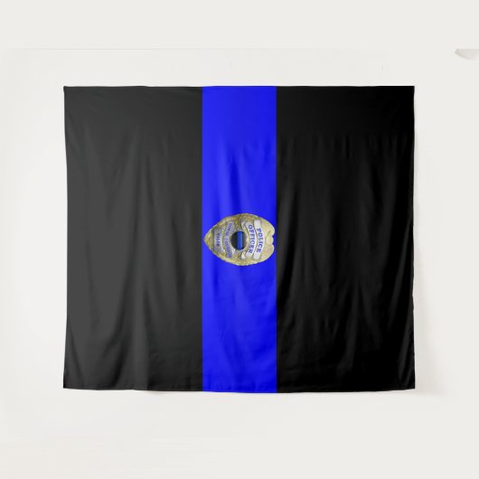 Thin Blue Line Badge Tapestry Wandkleed (Voorkant (horizontaal))