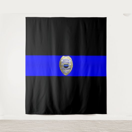Thin Blue Line Badge Tapestry Wandkleed (Voorkant)