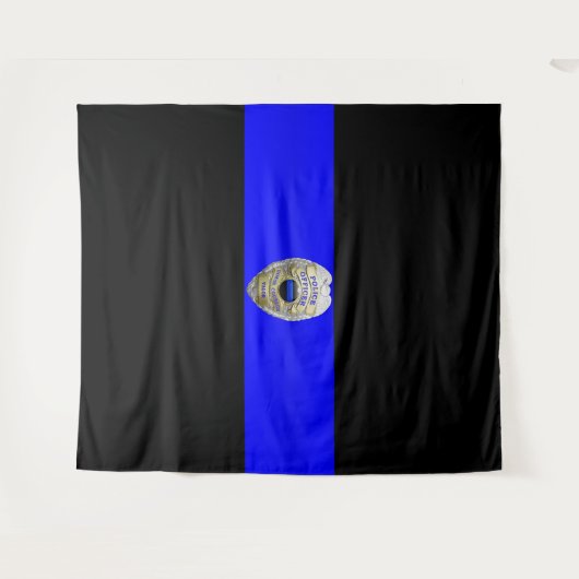 Thin Blue Line Badge Tapestry Wandkleed (Voorkant (horizontaal))